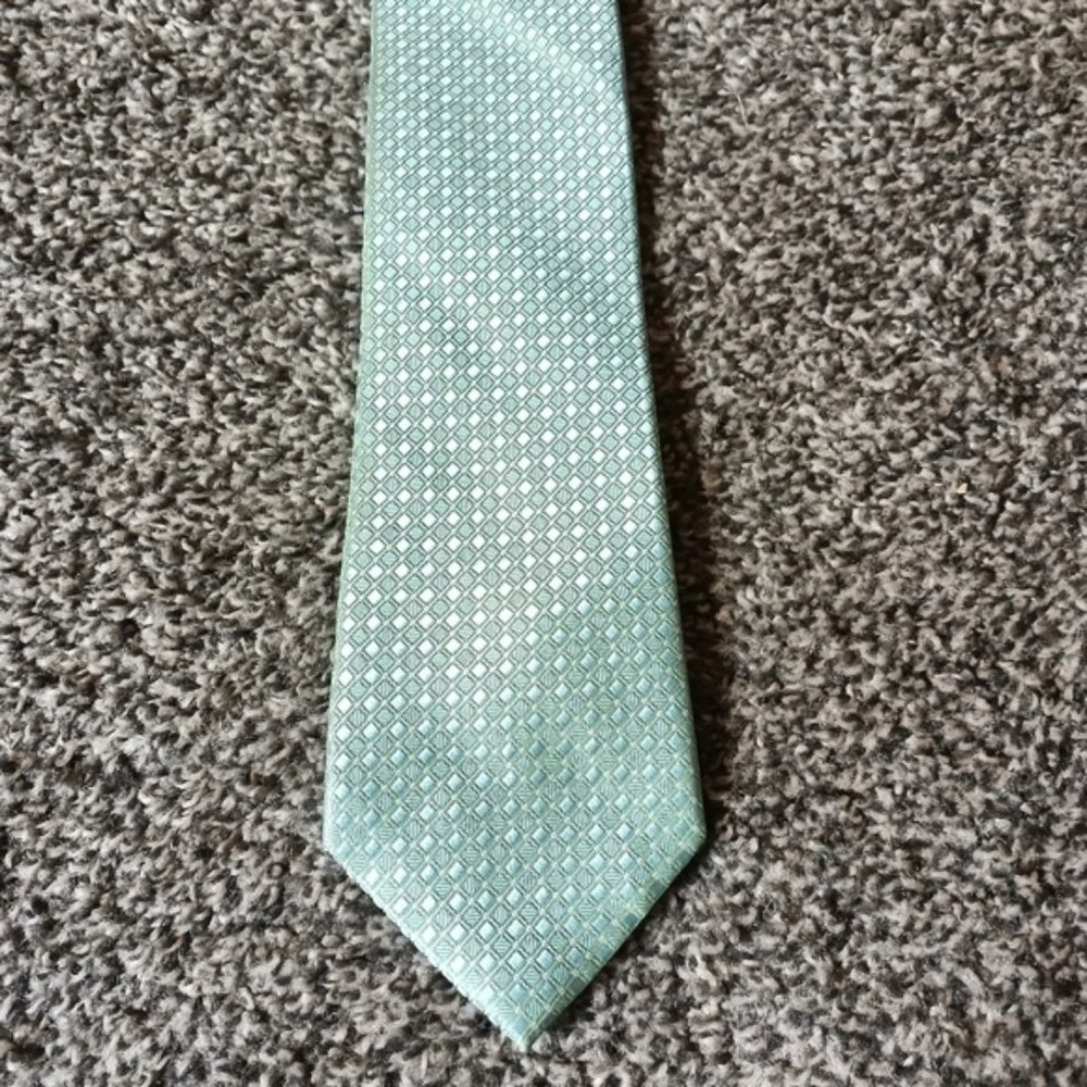 Stafford 100% Silk Tie Light Teal Diamond Pattern